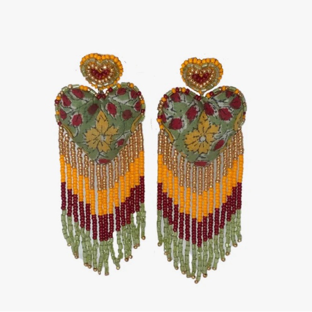 Bohemian Heart Fringe Earrings